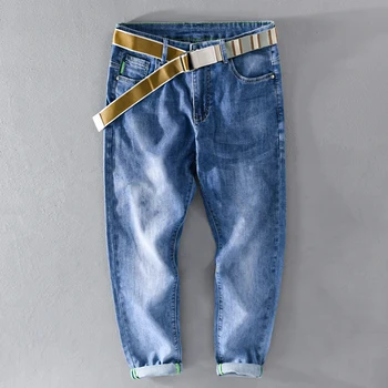Suehaiwe blagovne znamke Italija slog gleženj-dolžina stretch pasu z jeans hlače moški priložnostne modri moda hlače za moške udobno moški