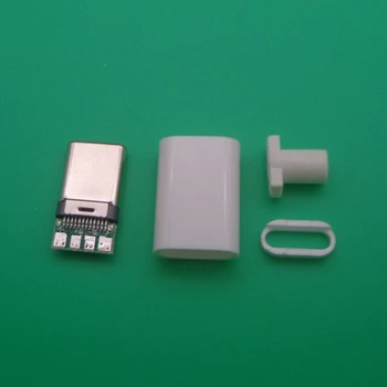 2PCS DIY USB 3.1 Tip C 2.0 Moški jack Vtič Varjenje Tip USB-C 4 v 1 PCB Priključek Črno Bel 24528
