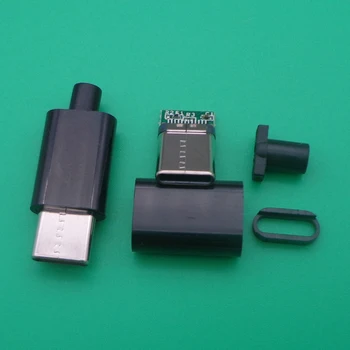 2PCS DIY USB 3.1 Tip C 2.0 Moški jack Vtič Varjenje Tip USB-C 4 v 1 PCB Priključek Črno Bel