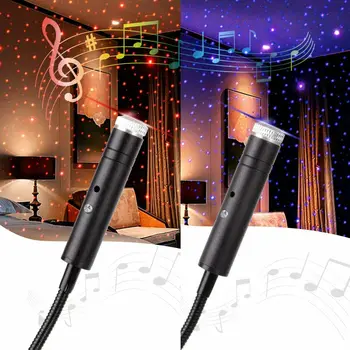Glasbeni Zvok Vključen USB Zvezdnato Nebo Projektor LED Nočna Lučka Avto, Streho Notranje zadeve Star Galaxy Svetilka za Domačo Stranka Soba Dekoracijo
