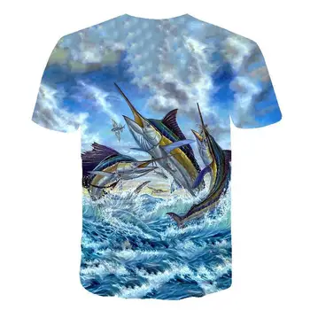 2021 nova moška T-shirt majhnih rib 3D tiskanje moška T-shirt ribolov 3D moški T-shirt poletje 3D moški T-shirt majhnih rib
