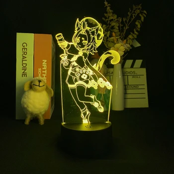 Genshin Vpliv Diona 3D Lučka Led Risanka Noč Svetlobe Anime Spalnica Dekor Postelji Spremembe Pisane na Dotik Nočna Fant Dekle Darilo