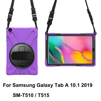 Samsung Tab 10.1 2019 Primeru Shockproof Padec Odpornosti Težka Pokrov Z vrvica za opaljivanje tega Ročno Vrtljiv SM T510 T515 Primeru 25147