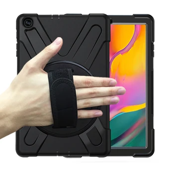 Samsung Tab 10.1 2019 Primeru Shockproof Padec Odpornosti Težka Pokrov Z vrvica za opaljivanje tega Ročno Vrtljiv SM T510 T515 Primeru