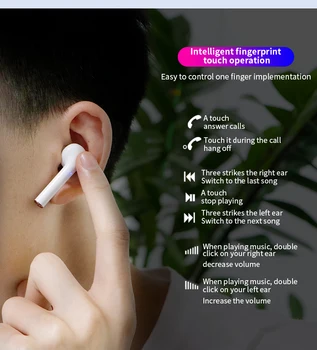 TWS Bluetooth Čepkov Brezžične Slušalke Dotik za Nadzor Mini HI-fi V uho Šport Teče bas Stero Slušalke Heasets /Mikrofon