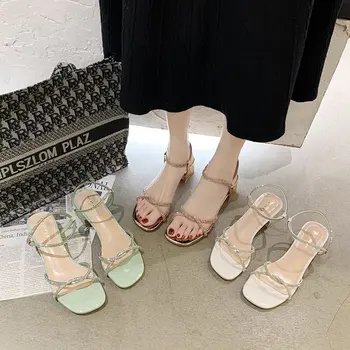 Poletje novi joker kvadratnih debelo s modni visoko peto sandali sandalias 2021