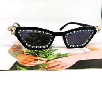 Luksuzni Kristalno Ženske Očala Mačka Oči Design Eyeglases Športnih Moških sončna Očala UV400 Pisane Objektiv Kovinski Očala Gafas De Sol 25253