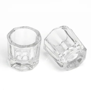 1pcs Mini Crystal Steklo Jed Octagon Skledo Pokal Nail Art Jar Nohtov Pokal Akrilna Crystal Oprema, Orodje Umetnosti Tekoče Moč Za Mešanje Q2B8