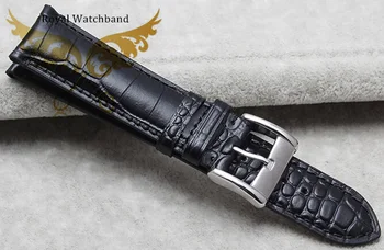 Črna Krokodil vzorec Pravega Usnja Watchband za AR2432 2433 2447 20 mm 22 mm 24 mm trak črno 25747