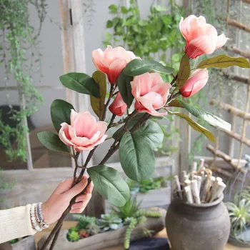 Umetni ponaredek cvetnih listov magnolija umetnosti poročni šopek stranka domov dekoracijo doma dekoracijo diy album