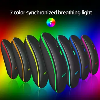 2.4 G Ultra-tanek LED Barvna Osvetlitev Polnjenje Mini Brezžična Miška Izklop USB Optični Ergonomska Gaming Miška Miška za Prenosnik 25863