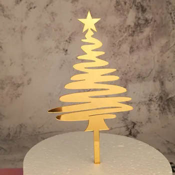 Vesel Božič Akril Torto Pokrivalo Zlato Božično Drevo Leglo Star Torto Pokrivalo Za Božič Božič Stranka Dekor Torta Okraski