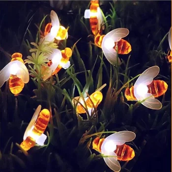 Srčkan Honey Bee Obliko Niz Luči Vrtno Ograjo Nepremočljiva Pravljice Svetilke, za Dekoracijo USB/Baterije/Solar Powered