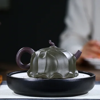 Yixing Zisha čajnik surove rude Republike Kitajske Zelena Glina lotus listov čajnik