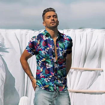 Camisa hawaiana de manga corta par hombre a la moda de 2021 camisas de secado rápido de talla grande asiáticas. M-2XL informa