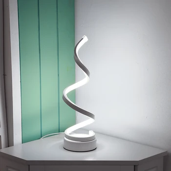 Sodobni LED Spirala Tabela Svetilko ob Postelji Namizno Dekoracijo Ukrivljenih Luči Za dnevno Sobo Branje Doma Dekor Cool Bela Topla Bela
