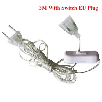 3m Vtikač Extender Žice Podaljšek EU/ZDA/USB Vtič za Niz LED Luči Poroko Navidad Dekor Led Garland DIY Božični Luči