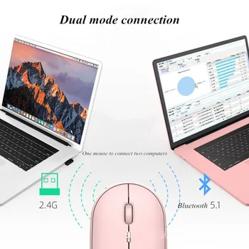 Brezžično Miško Bluetooth za ponovno Polnjenje, ki je Ergonomsko Mause 1600 DPI, USB, Optični Tiho Gaming Računalnik Miške za Mac Prenosnik Tablet PC