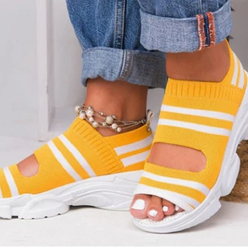 Poletje Ženske Sandale Open Toe Klini Platformo Dame Čevlji Pletenje Lahke Superge Sandali Velika Velikost Zapatos Mujer