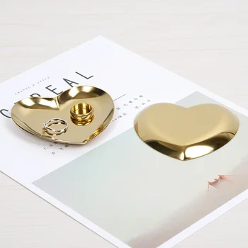 Love Heart Shaped Storage Tray Organizer Stainless Steel Ring Earrings Necklace Jewelry Storage Display Tray Container