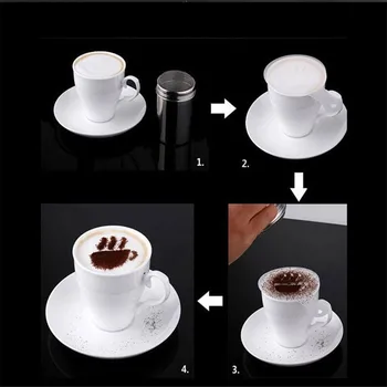 16Pcs/Set Fancy Kave, Mleka, Plesni Plastičnih Tiskanje Model Pene Spray Kavo Risanje Cappuccino Plesni, Prahu Sito Kuhinja Orodja