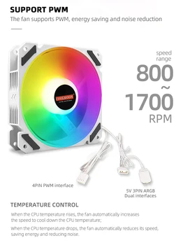 Coolmoon 120mm PWM 4PIN Hladilni Ventilator 5V 3PIN ARGB RGB Za Računalniško Ohišje Cooler Matično ploščo za Sinhronizacijo PC Dodatki