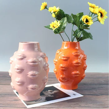 Sodobno Keramično Vazo Barva za Ustnice/Nude Telo v Obliki Vaza Namizni Dekor Dekorativna Posoda Posušeno cvetje Dogovor, Pot 273