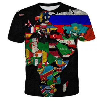 Svetovni Zemljevid 3D Natisnjeni T-shirt Smešno Moda Anime T-shirt Otroci oblačila Oblačila Vrhovi Tees 2021 Poletje Vroče Prodaje Modnih Oblačil
