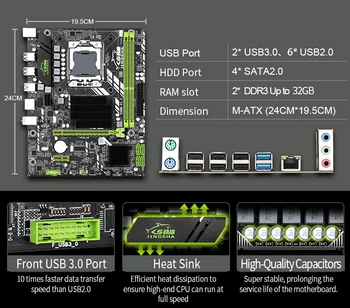 JINGSHA X58M LGA1366 Matično ploščo z Dual Channel USB 3.0 PCI-E 16X Podpora DDR3 ECC REG RAM in Namizje Ram do 32GB