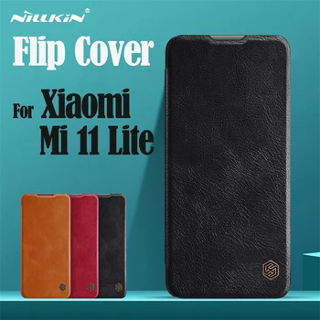 Za Xiaomi Mi 11 Lite 4G 5G Flip Primeru Nillkin Qin Usnja Flip Pokrov Kartice Žep, Denarnico Knjiga Primeru Za Xiaomi Mi11 Lite Telefon Vrečko 27878