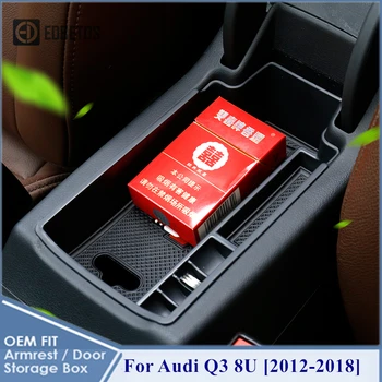 Za Audi Q3 8U 2012 2013 2016 2017 2018 Dodatki Avto Centralne Armrest Škatla za Shranjevanje Posode Rokavice Organizator Primeru