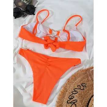 2021 Seksi neon bandeau bikini komplet Luknjičastih iz kopalke za ženske, plavanje obleko High cut kopalke ženski Šport belušno kopalke 28382