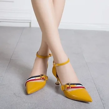 2021 različico moda opozoril plitvo usta sponke visoke pete seksi beseda s sandali redu z poklicne ženske čevlje