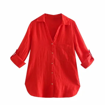 Za 2021 žensk poletje nov izdelek modni vse-tekmo barva osnovne Proti-vrat enotni-zapenjanje pet-točka rokav perilo majica vrh 28564