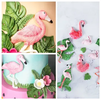Monstera Flamingo Vejice Listov Silikonsko Plesni DIY Otroka Rojstni dan Torta Meji Fondat Torta Dekoraterstvo Orodja Sladkarije Gline Plesni Čokolado
