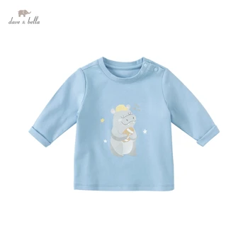 DBX18387 dave bella jeseni baby fantje priložnostne risanka črke natisni T-shirt otrok, vrhovi otroci fant moda tees 2878