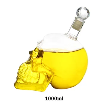 Crystal Skull Glave Stekla Set Strel Whisky Vino Kristalno 1000 ml Steklenico Decanter Pregleden Vina in Kozarcev za Pitje Skp