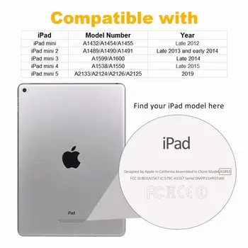 Za iPad Mini5 Mini 5 2019 Smart Primeru Zajema Mini 1 2 3 4 za 7,9 palčni Funda Tablični računalnik Samodejno Zbudi Marmorja Vzorec Zaščitna Stojijo Lupine