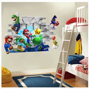 Super Mario risanka ozadje Mario Bros igralci nalepke otrok spalnica dekoracijo sten diy nalepke odstranljive darilo za rojstni dan 29135