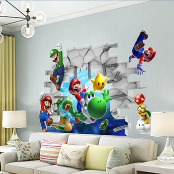 Super Mario risanka ozadje Mario Bros igralci nalepke otrok spalnica dekoracijo sten diy nalepke odstranljive darilo za rojstni dan