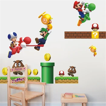 Super Mario risanka ozadje Mario Bros igralci nalepke otrok spalnica dekoracijo sten diy nalepke odstranljive darilo za rojstni dan