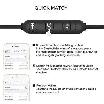 Brezžične Bluetooth Slušalke Športne Neckband Magnetni slušalke Stereo Čepkov Glasbe Kovinski Slušalke Z Mikrofonom Za vse pametne telefone