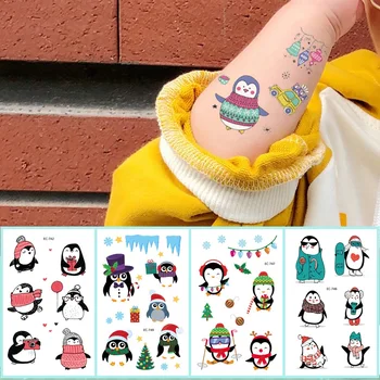 10 vrste Srčkan Pingvini Začasni Tattoo Nalepke za Otroke, Risanka Otrok Umetno tatouage temporaire za Enkratno uporabo Dobro Darilo