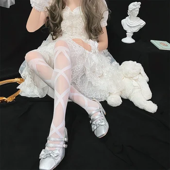 Japonski dekleta v harajuku vežejo svilene nogavice sweet lolita lepe noge cos anime postane ženska, pantyhose