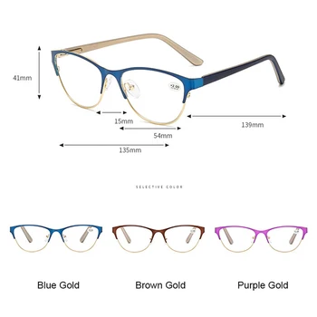 Ahora Kovinski Mačka Oči Obravnavi Očala Ženske 2021 Moda Anti Modra Svetloba Računalnik Presbyopia Očala z Dioptrije +1.0 +3.5 29846