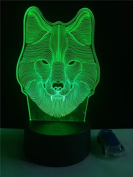GAOPIN Živali Volk Vodja 3D Lučka za osvetlitev RGB LED USB Festival Razpoloženje Noč Svetlobe Multicolor Luminaria Spremeni Tabela Gradget Rekviziti