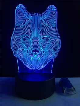 GAOPIN Živali Volk Vodja 3D Lučka za osvetlitev RGB LED USB Festival Razpoloženje Noč Svetlobe Multicolor Luminaria Spremeni Tabela Gradget Rekviziti
