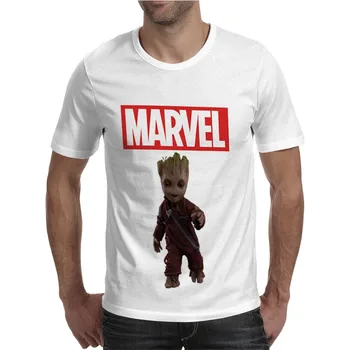 Superheroj Groot Srčkan Risanka T-shirt Malo Drevo Človek Poletje Nove Moške 3D Tiskanje Baby Groot Cvetlični lonček Groot T-shirt