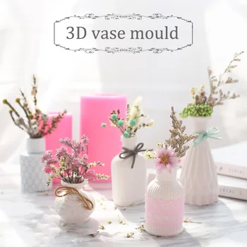 Mini Vase Silicone Molds Stereo DIY Gypsum Silicone Mold Home Decoration Pot Clay Crafts Plaster Molds 30149