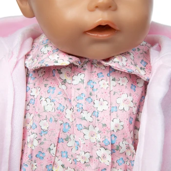 Lutka Obleko Roza Plišastih Plašč + Cvetlični Krilo + Klobuk Fit 18 Inch 43 Cm Baby Doll Oprema Za Otroško Darilo Za Rojstni Dan